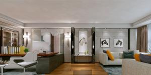 萬(wàn)科大廈欣悅化妝品公司，白與黃的搭配，簡(jiǎn)約、大氣！